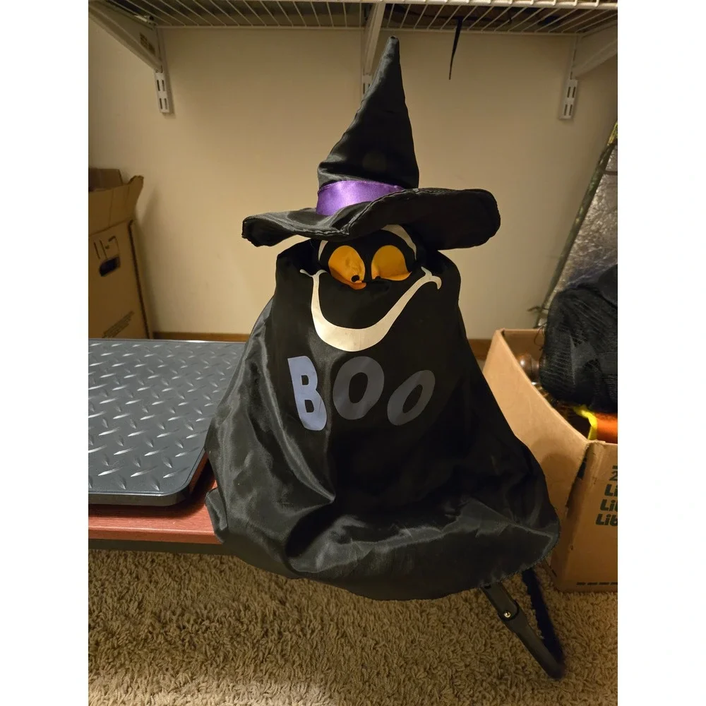 Halloween Animated Ghost Witch Boo Spooky Motion Sound Decor Black Purple